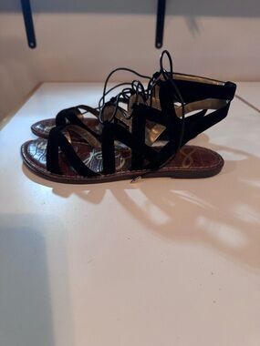 Sam Edelman Black Strappy Lace-Up Sandals